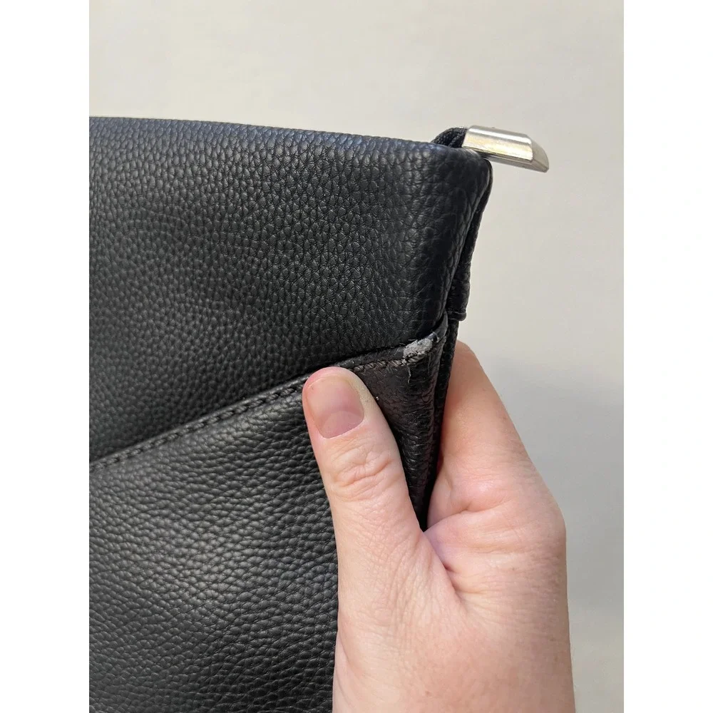 SHNIAO Black Pebbled Faux Leather Zipper Clutch Bag Wristlet Minimalist SH01L